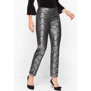 Talbots Black Heritage Fit Sparkle JACQUARD TAILORED ANKLE PANTS Size 0 Petite